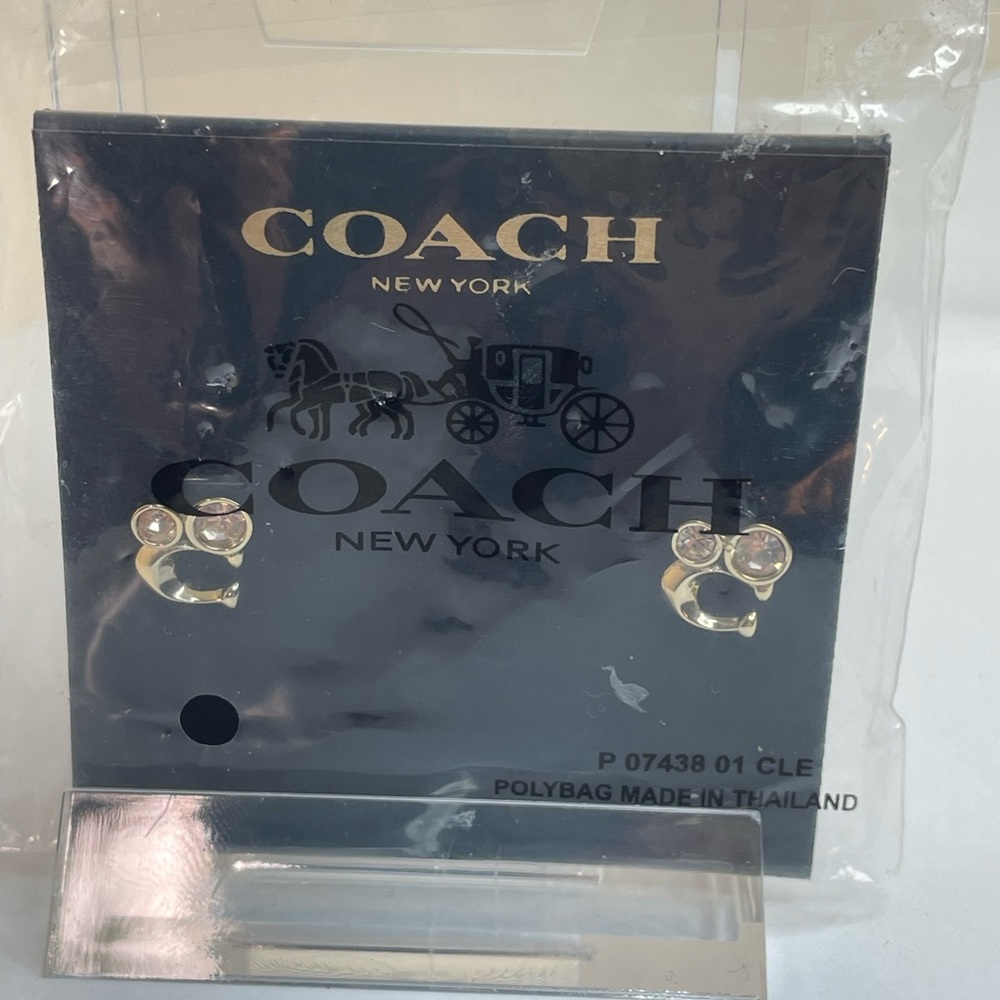 Coach Gold and Crystal Stud Earrings - Picture 2 of 3